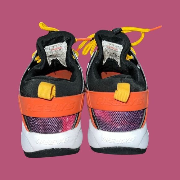 Big Kid Heelys Force Black Orange Galaxy Shoes With Wheels Size 4 - Picture 3 of 7